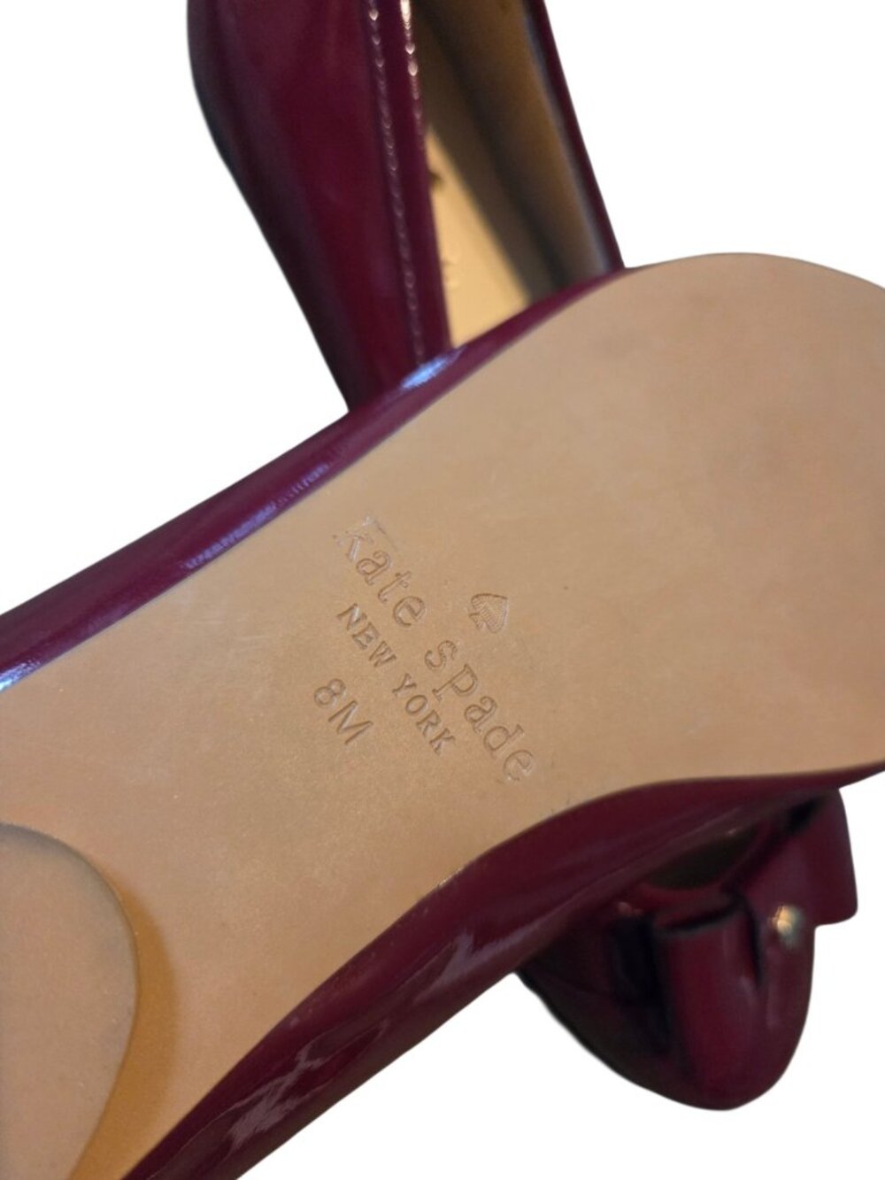Kate Spade Burgundy Patent Leather Bow Ballet Flats Size 8 NWOT - Picture 11 of 11
